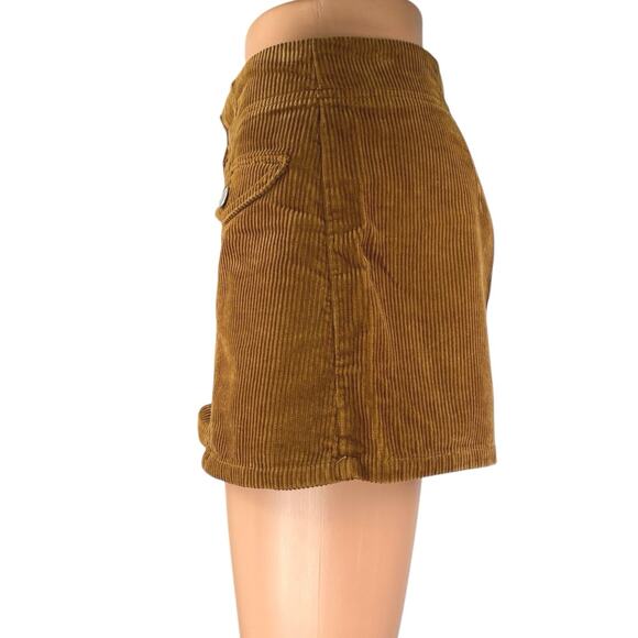 Forever 21 Brown Tan Corduroy Button Down Zip High Rise Mini Skort Skirt Size S - Picture 2 of 5